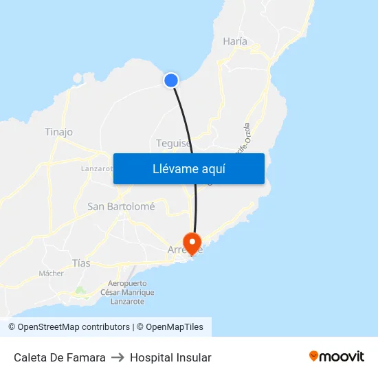 Caleta De Famara to Hospital Insular map