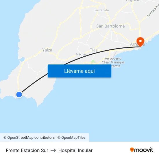 Frente Estación Sur to Hospital Insular map