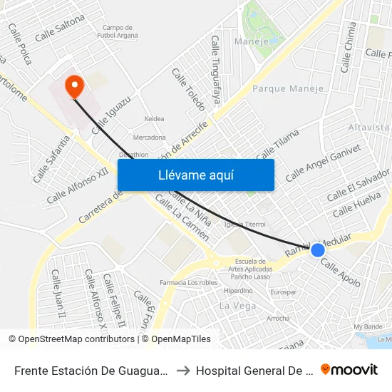 Frente Estación De Guaguas De Arrecife to Hospital General De Lanzarote map