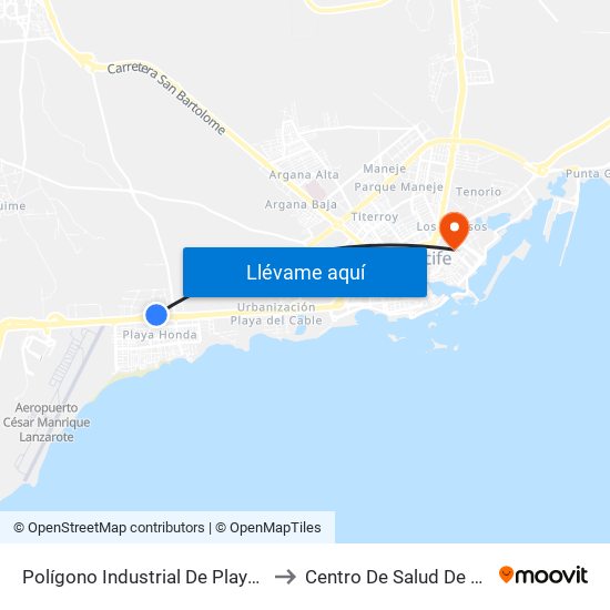 Polígono Industrial De Playa Honda I to Centro De Salud De Valterra map