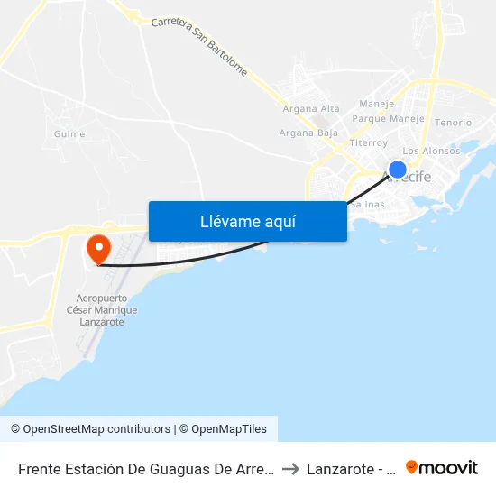 Frente Estación De Guaguas De Arrecife to Lanzarote - T1 map