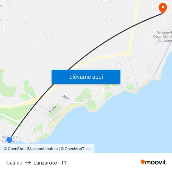 Casino to Lanzarote - T1 map