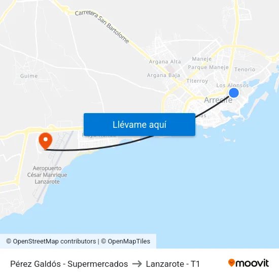 Pérez Galdós - Supermercados to Lanzarote - T1 map