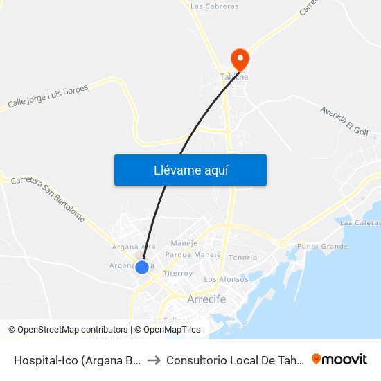 Hospital-Ico (Argana Baja) to Consultorio Local De Tahíche map