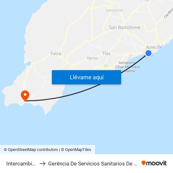 Intercambiador to Gerência De Servicios Sanitarios De Lanzarote map