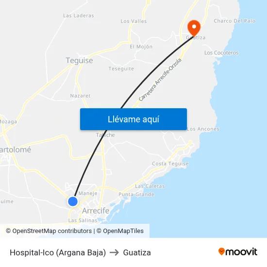 Hospital-Ico (Argana Baja) to Guatiza map