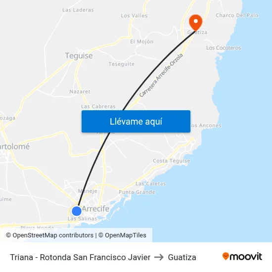 Triana - Rotonda San Francisco Javier to Guatiza map