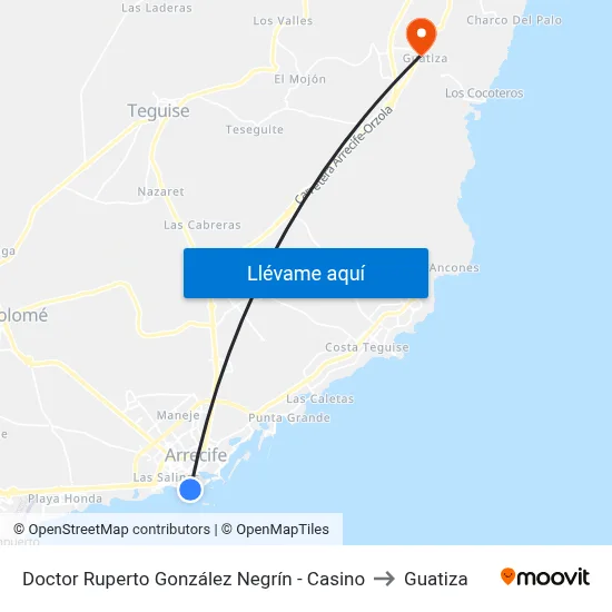 Doctor Ruperto González Negrín - Casino to Guatiza map