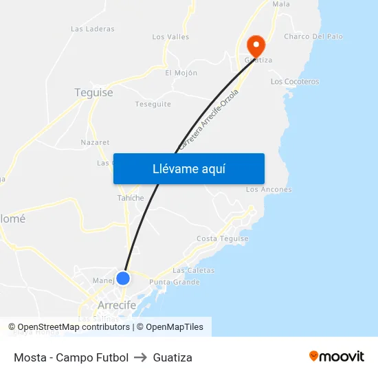Mosta - Campo Futbol to Guatiza map