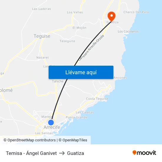 Temisa - Ángel Ganivet to Guatiza map