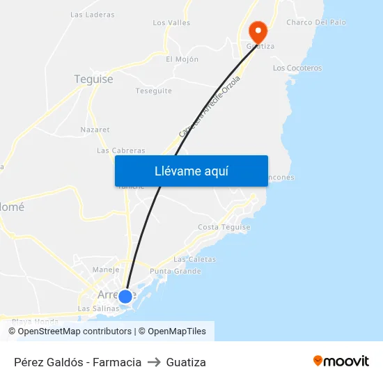 Pérez Galdós - Farmacia to Guatiza map