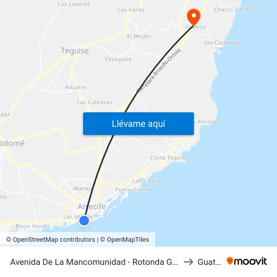 Avenida De La Mancomunidad - Rotonda Gran Hotel to Guatiza map