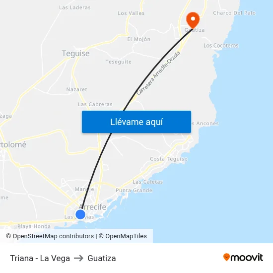 Triana - La Vega to Guatiza map