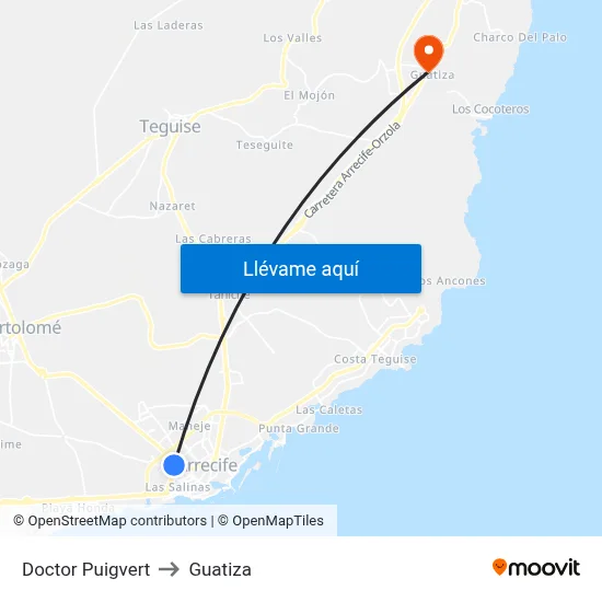 Doctor Puigvert to Guatiza map
