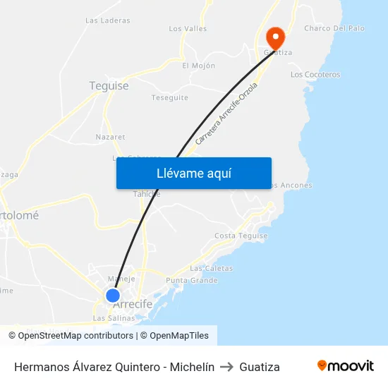 Hermanos Álvarez Quintero - Michelín to Guatiza map