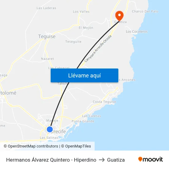 Hermanos Álvarez Quintero - Hiperdino to Guatiza map
