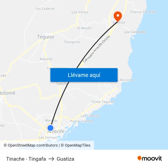 Tinache - Tingafa to Guatiza map