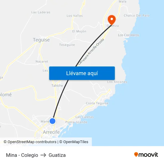 Mina - Colegio to Guatiza map