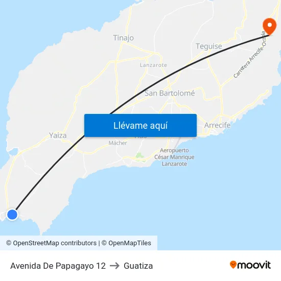 Avenida De Papagayo 12 to Guatiza map