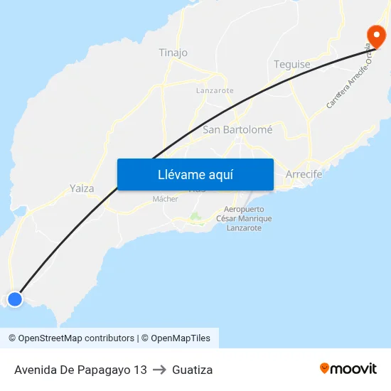 Avenida De Papagayo 13 to Guatiza map