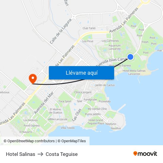 Hotel Salinas to Costa Teguise map