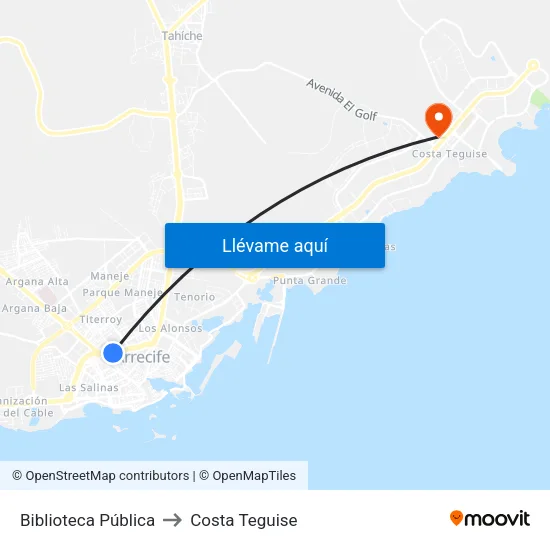 Biblioteca Pública to Costa Teguise map