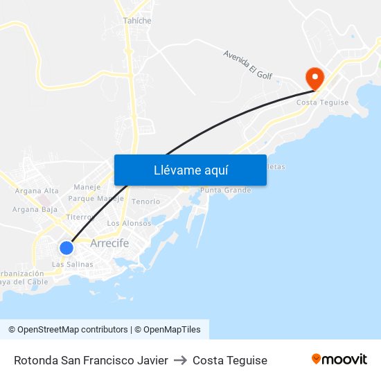 Rotonda San Francisco Javier to Costa Teguise map