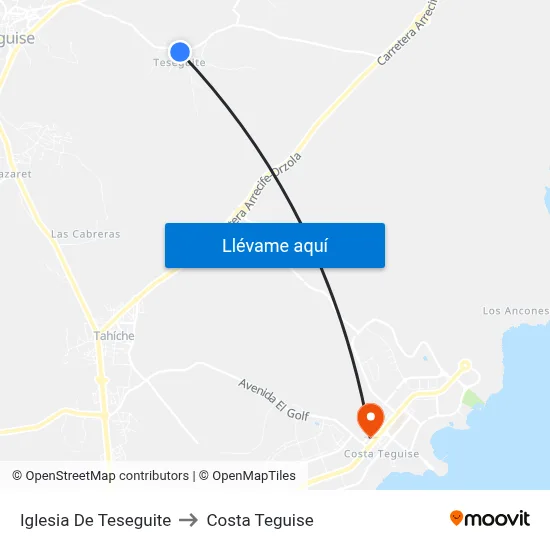 Iglesia De Teseguite to Costa Teguise map