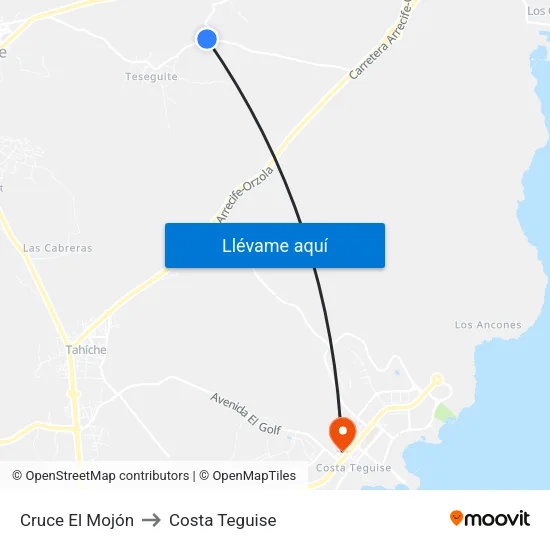 Cruce El Mojón to Costa Teguise map