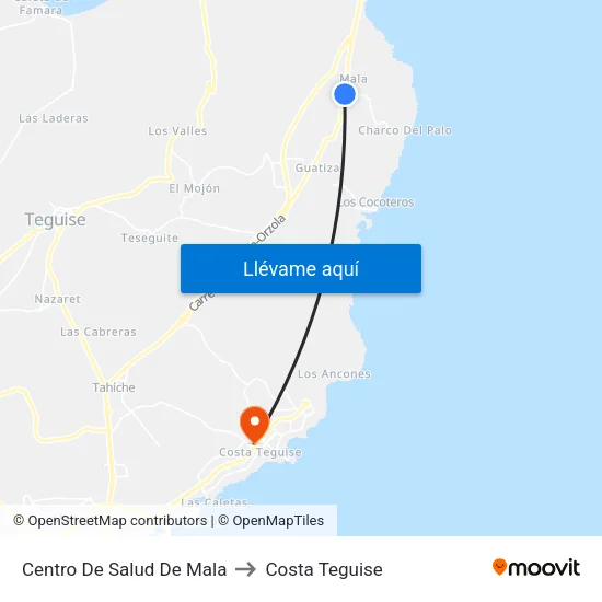 Centro De Salud De Mala to Costa Teguise map