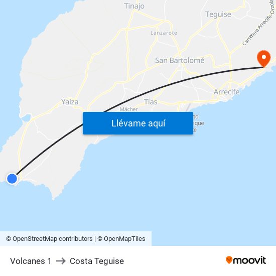 Volcanes 1 to Costa Teguise map