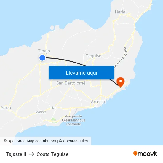 Tajaste II to Costa Teguise map