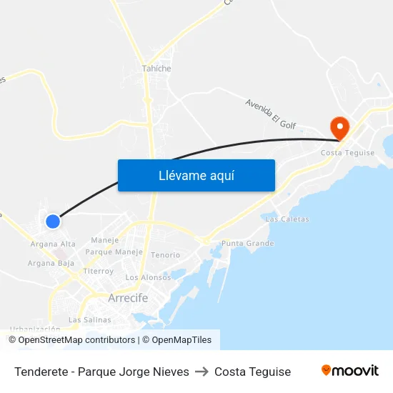 Tenderete - Parque Jorge Nieves to Costa Teguise map