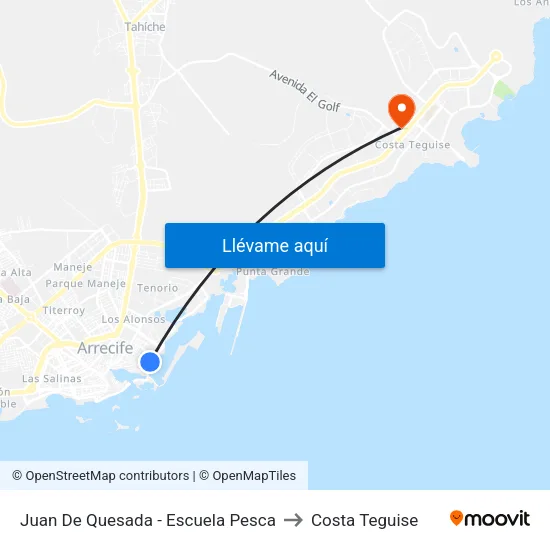 Juan De Quesada - Escuela Pesca to Costa Teguise map