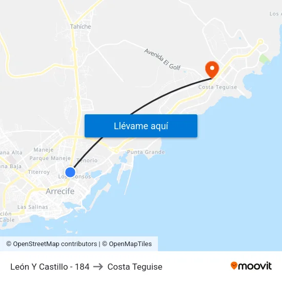 León Y Castillo - 184 to Costa Teguise map