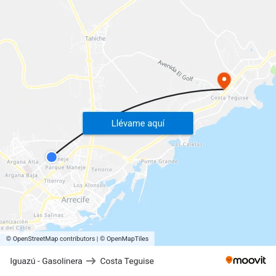 Iguazú - Gasolinera to Costa Teguise map