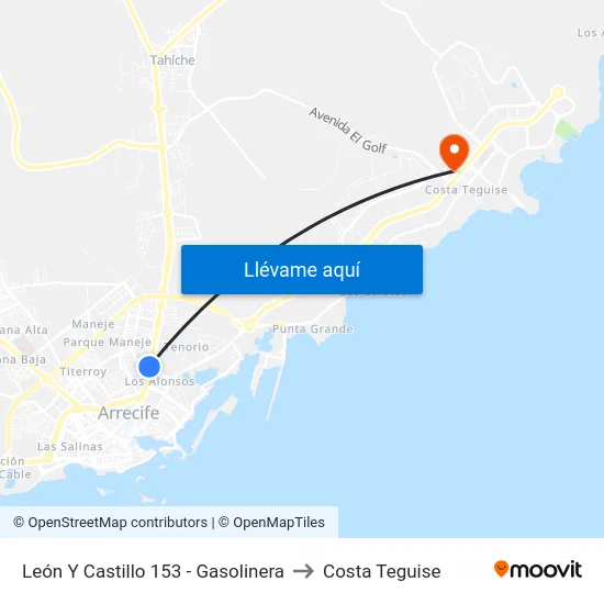 León Y Castillo 153 - Gasolinera to Costa Teguise map