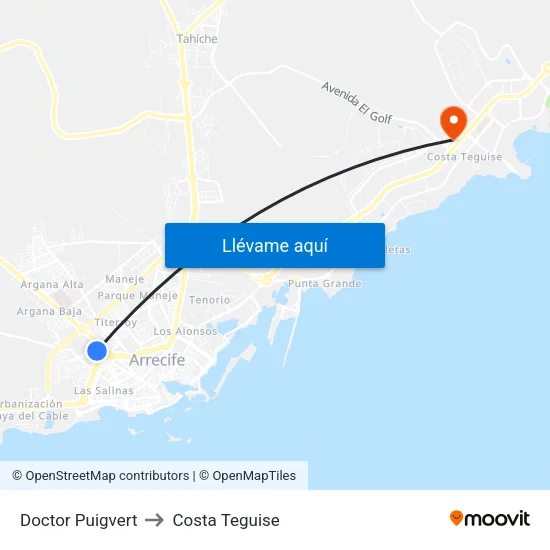 Doctor Puigvert to Costa Teguise map