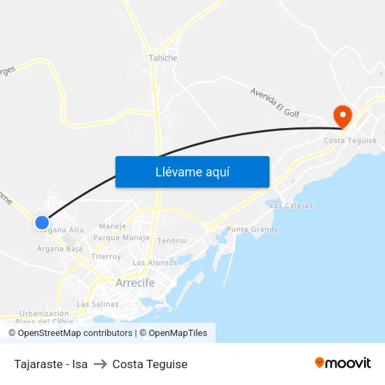 Tajaraste - Isa to Costa Teguise map