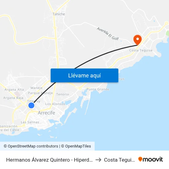 Hermanos Álvarez Quintero - Hiperdino to Costa Teguise map