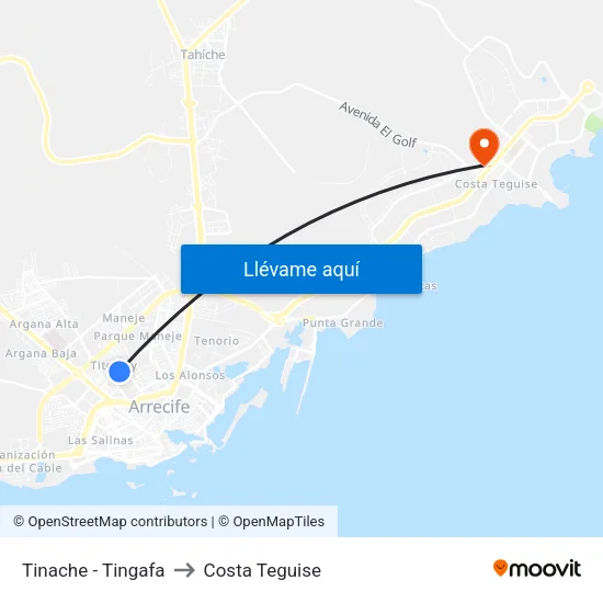 Tinache - Tingafa to Costa Teguise map