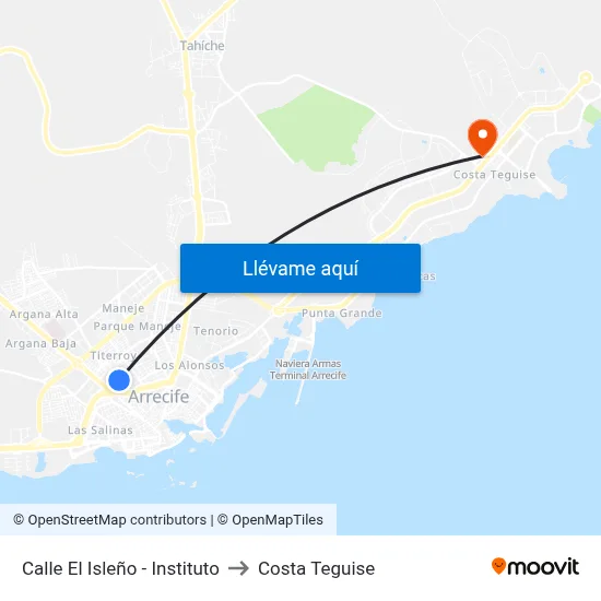 Calle El Isleño - Instituto to Costa Teguise map