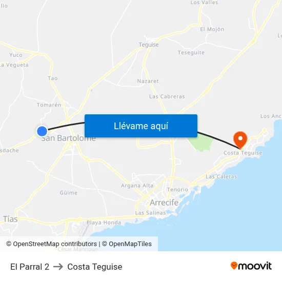 El Parral 2 to Costa Teguise map