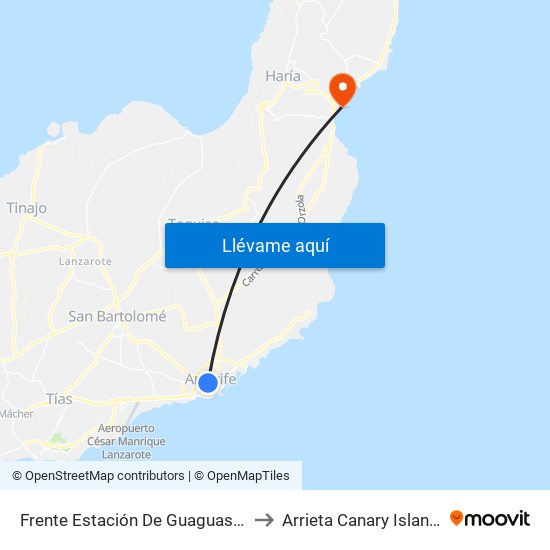 Frente Estación De Guaguas De Arrecife to Arrieta Canary Islands Spain map