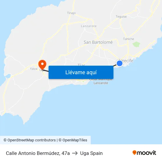 Calle Antonio Bermúdez, 47a to Uga Spain map