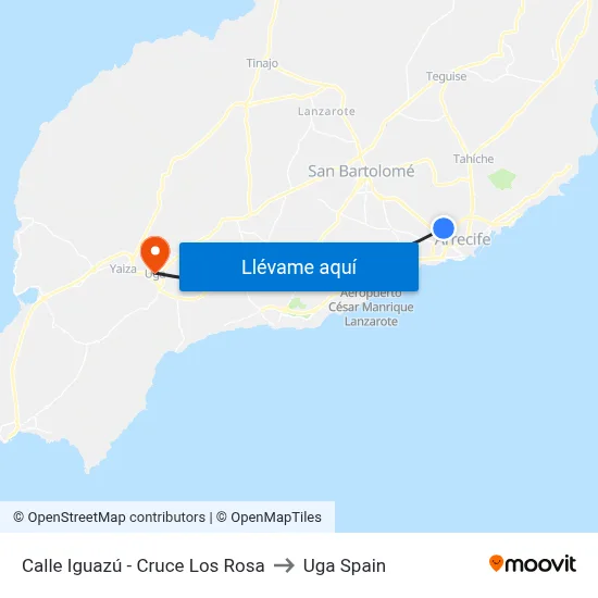Calle Iguazú - Cruce Los Rosa to Uga Spain map
