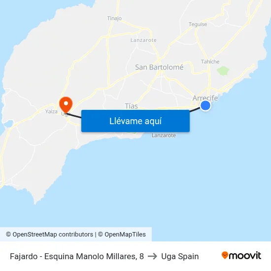 Fajardo - Esquina Manolo Millares, 8 to Uga Spain map