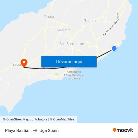 Playa Bastián to Uga Spain map