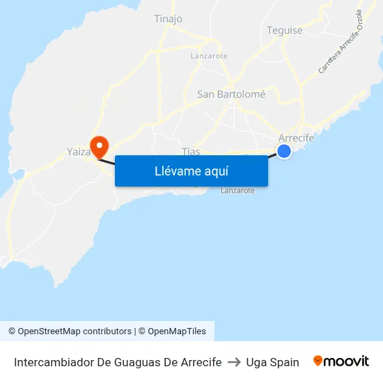 Intercambiador De Guaguas De Arrecife to Uga Spain map