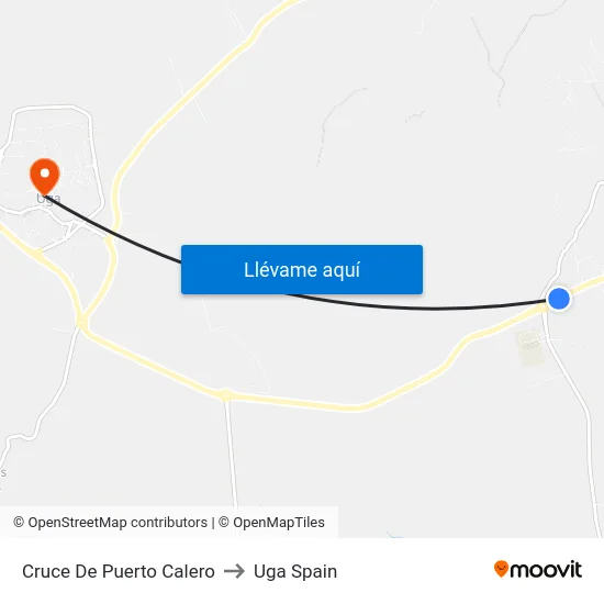 Cruce De Puerto Calero to Uga Spain map